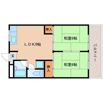 間取図 近鉄京都線/山田川駅 徒歩4分 2階 築35年