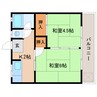 近鉄難波線・奈良線/菖蒲池駅 徒歩5分 2階 築53年 2Kの間取り