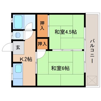 間取図 近鉄難波線・奈良線/菖蒲池駅 徒歩5分 2階 築53年