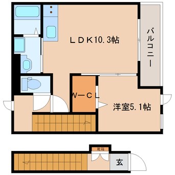 間取図 近鉄京都線/新祝園駅 徒歩8分 2階 築3年