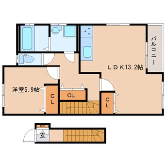 間取図 近鉄京都線/木津川台駅 徒歩8分 2階 築4年