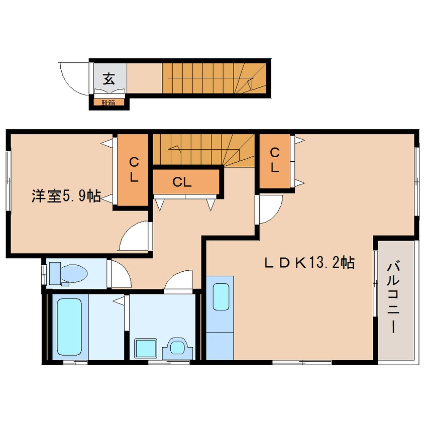 間取図 近鉄京都線/木津川台駅 徒歩8分 2階 築3年