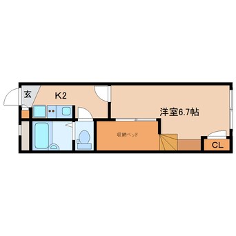 間取図 近鉄京都線/山田川駅 徒歩4分 1階 築15年
