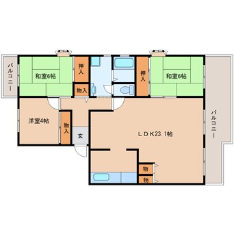 間取図 近鉄京都線/高の原駅 バス6分左京1丁目下車:停歩2分 4階 築28年