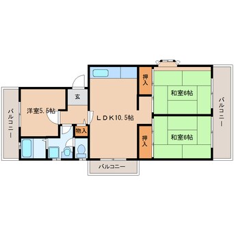 間取図 近鉄京都線/高の原駅 バス6分左京1丁目下車:停歩2分 3階 築28年