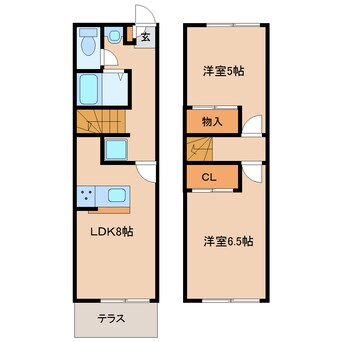 間取図 近鉄京都線/平城駅 徒歩22分 1-2階 築24年