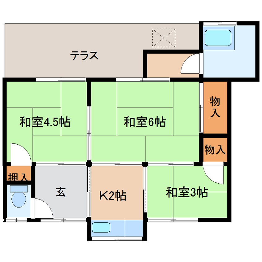 間取図 近鉄橿原線/西ノ京駅 徒歩3分 1階 築60年