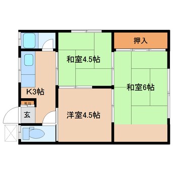 間取図 近鉄難波線・奈良線/菖蒲池駅 徒歩4分 2階 築50年