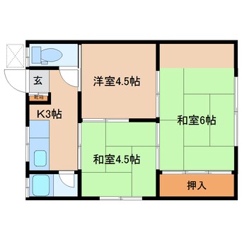 間取図 近鉄難波線・奈良線/菖蒲池駅 徒歩4分 2階 築50年