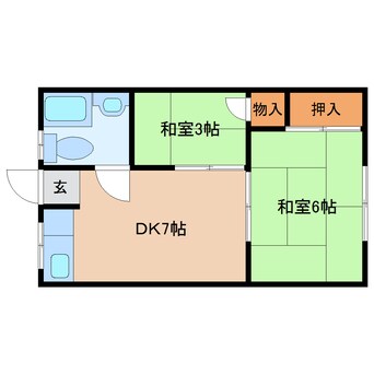 間取図 近鉄橿原線/西ノ京駅 徒歩15分 2階 築50年