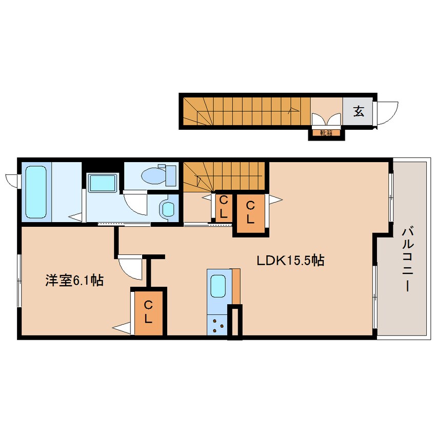 間取図 近鉄京都線/平城駅 徒歩22分 2階 築2年