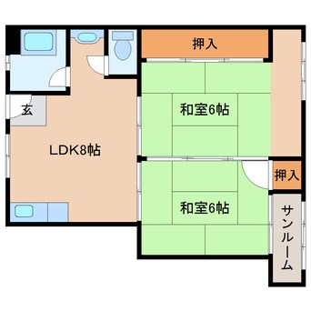 間取図 近鉄難波線・奈良線/大和西大寺駅 徒歩1分 7階 築53年