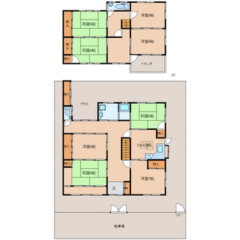 間取図 近鉄難波線・奈良線/大和西大寺駅 徒歩7分 1-2階 築54年