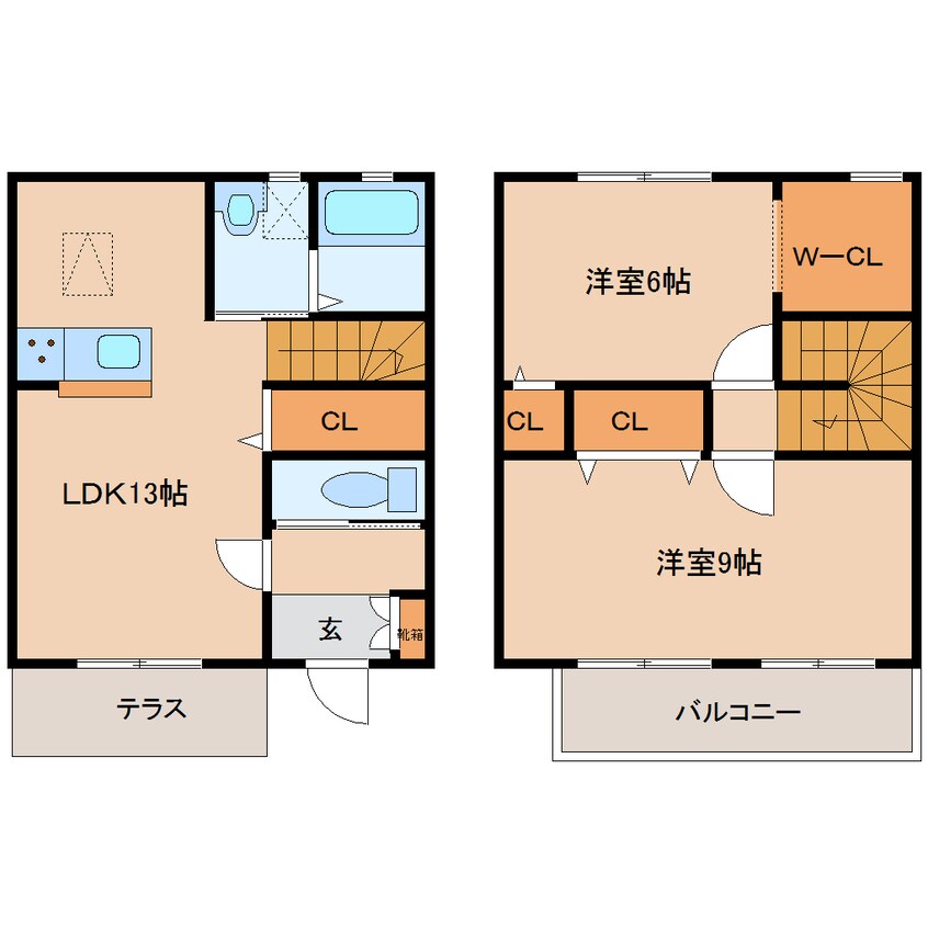 間取図 近鉄難波線・奈良線/菖蒲池駅 徒歩7分 1-2階 築18年