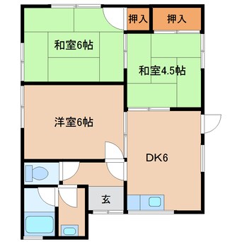 間取図 近鉄難波線・奈良線/大和西大寺駅 徒歩12分 1階 築40年