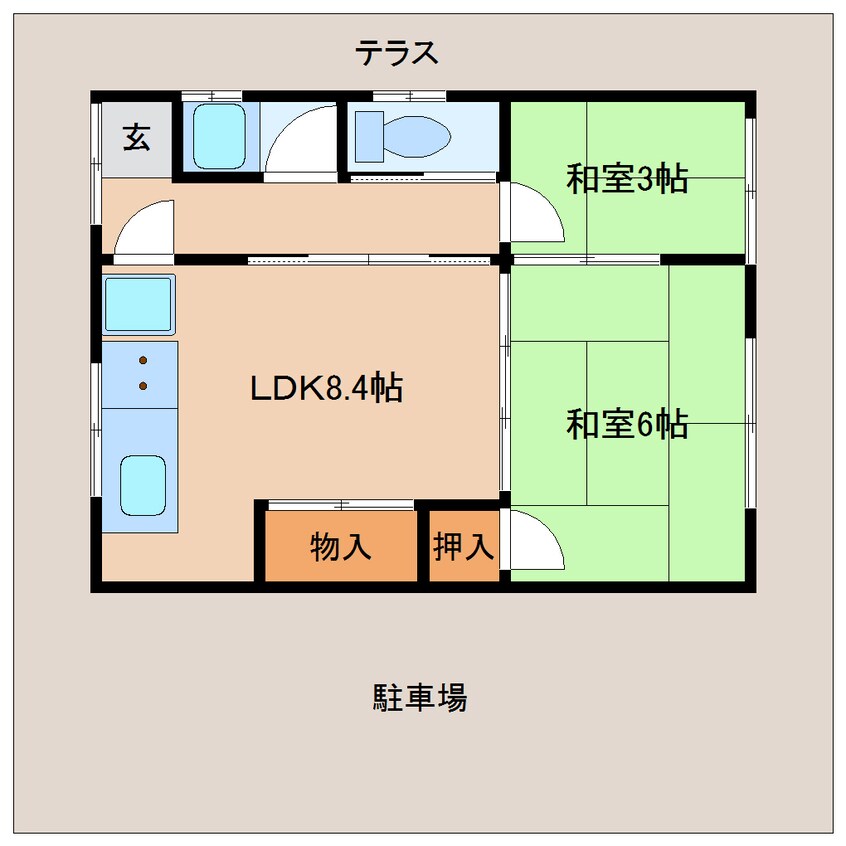 間取図 近鉄橿原線/尼ケ辻駅 徒歩7分 1階 築54年