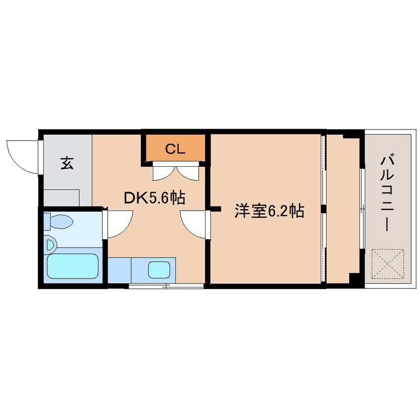 間取図 近鉄難波線・奈良線/大和西大寺駅 徒歩2分 2階 築36年