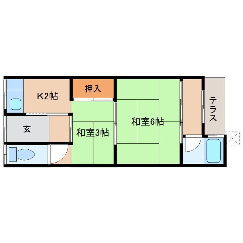 間取図 近鉄橿原線/西ノ京駅 徒歩3分 1階 築61年