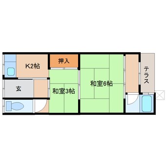 間取図 近鉄橿原線/西ノ京駅 徒歩3分 1階 築61年