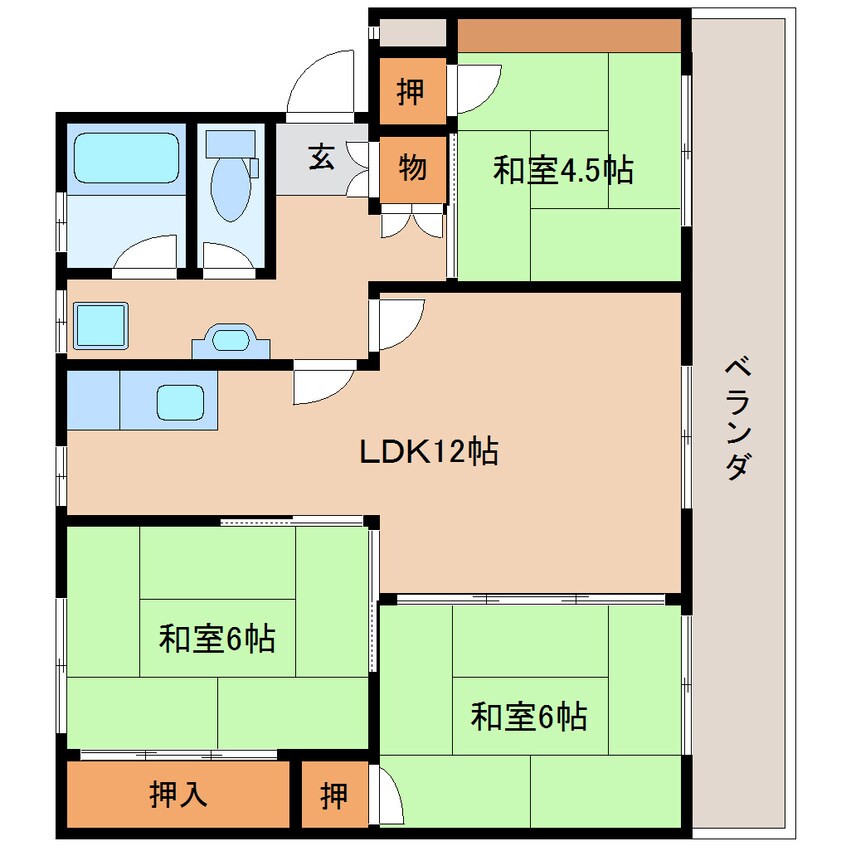 間取図 近鉄橿原線/西ノ京駅 徒歩9分 2階 築40年