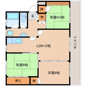 間取図 近鉄橿原線/西ノ京駅 徒歩9分 1階 築40年