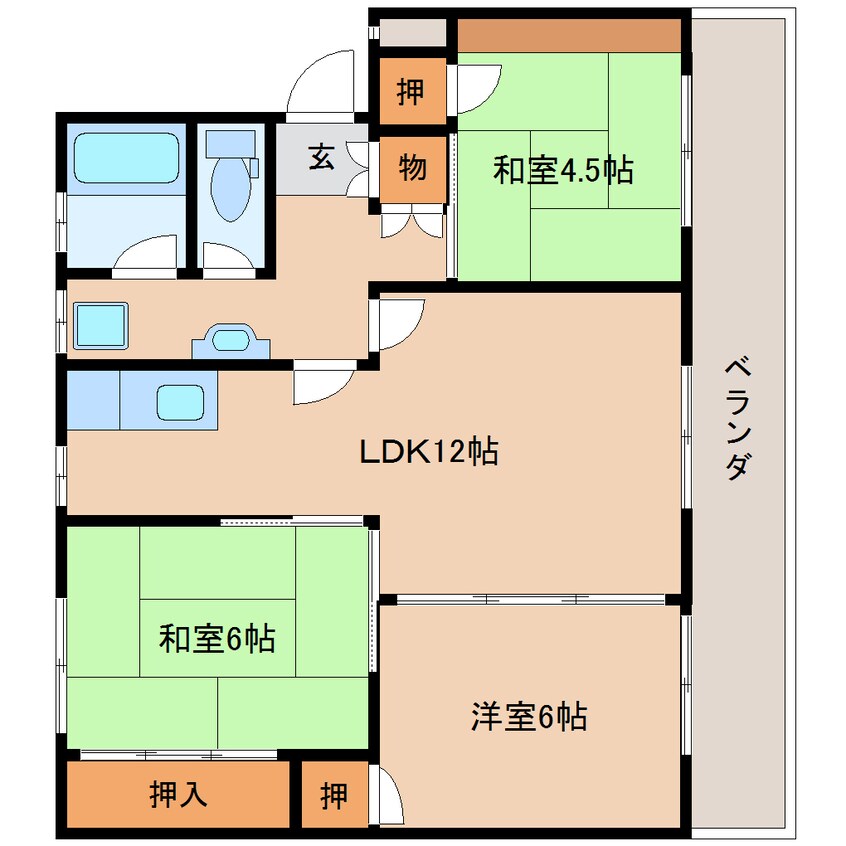 間取図 近鉄橿原線/西ノ京駅 徒歩9分 1階 築40年