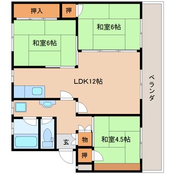 間取図 近鉄橿原線/西ノ京駅 徒歩9分 2階 築40年