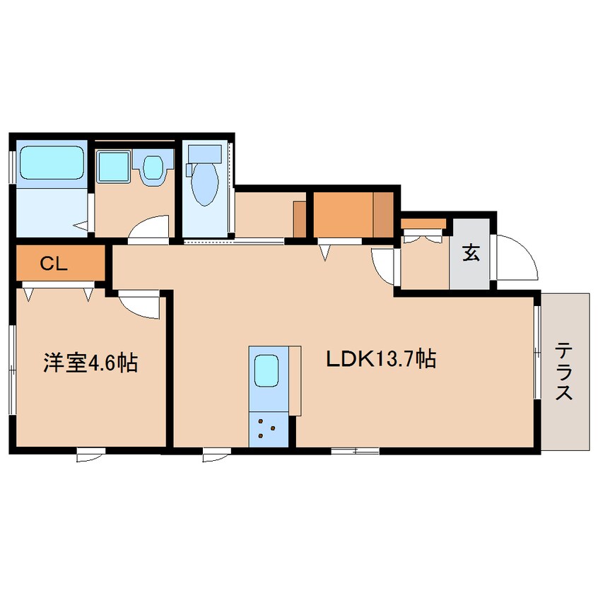 間取図 近鉄難波線・奈良線/大和西大寺駅 徒歩15分 1階 築2年