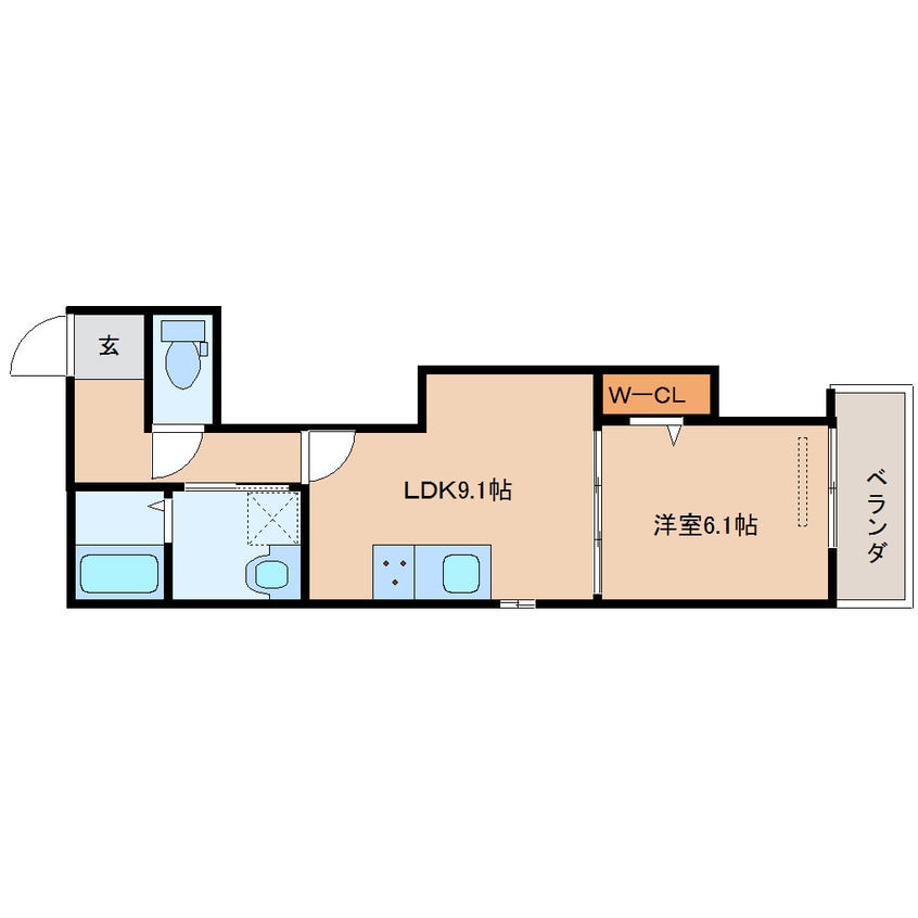 間取図 近鉄橿原線/尼ケ辻駅 徒歩20分 2階 築2年