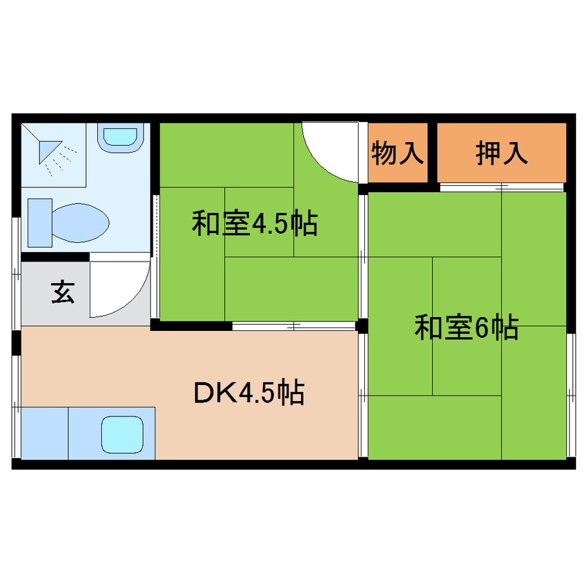 間取図 近鉄難波線・奈良線/大和西大寺駅 徒歩8分 1階 築60年