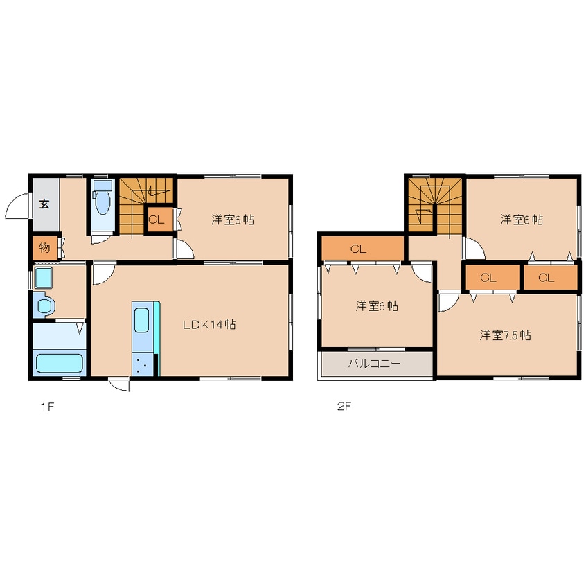間取図 近鉄京都線/大和西大寺駅 徒歩21分 1-2階 築1年