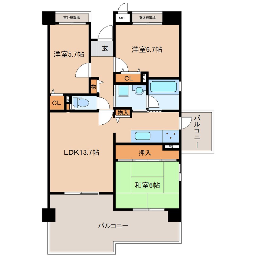 間取図 近鉄京都線/山田川駅 徒歩16分 5階 築26年