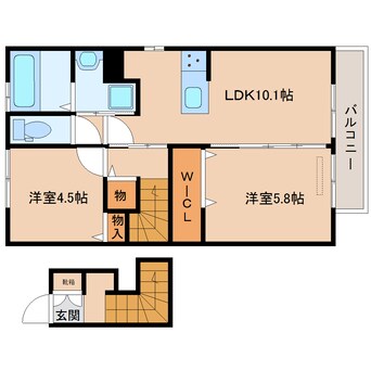 間取図 近鉄難波線・奈良線/大和西大寺駅 徒歩16分 2階 1年未満