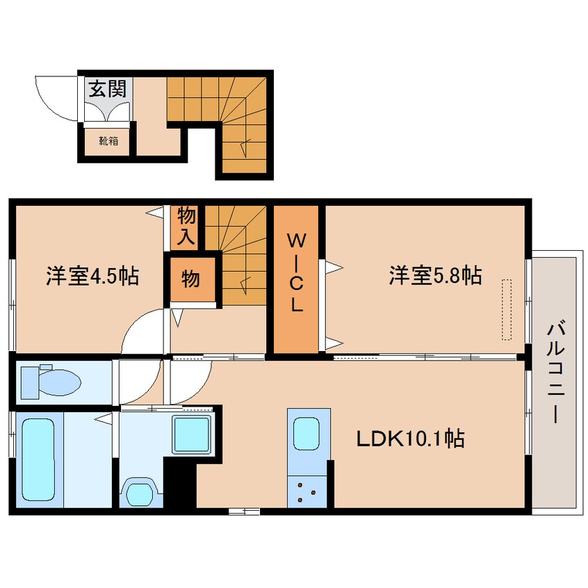 間取図 近鉄難波線・奈良線/大和西大寺駅 徒歩16分 2階 建築中