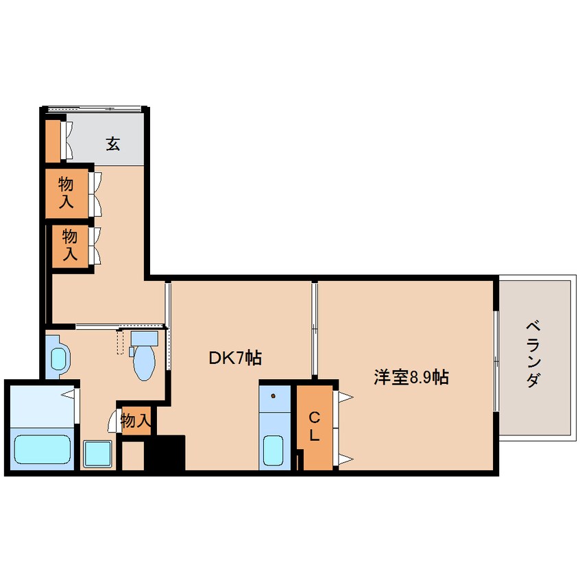 間取図 近鉄京都線/大和西大寺駅 徒歩8分 2階 築16年