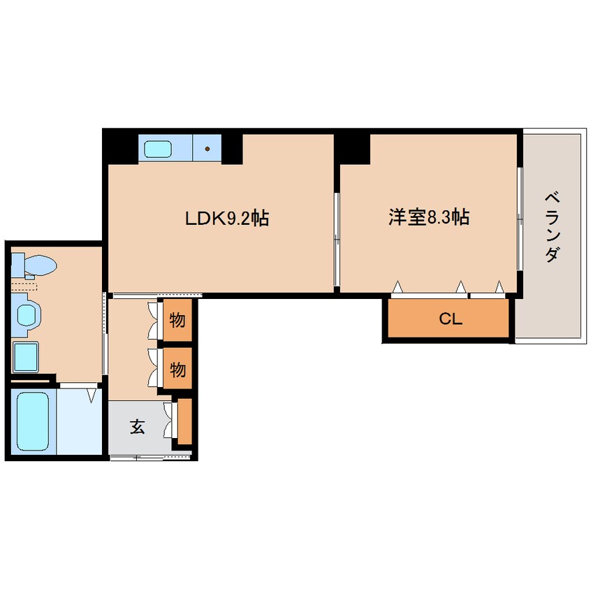 間取図 近鉄京都線/大和西大寺駅 徒歩8分 2階 築16年