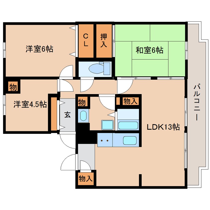 間取図 近鉄難波線・奈良線/菖蒲池駅 徒歩12分 1階 築27年