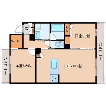 間取図 近鉄難波線・奈良線/大和西大寺駅 徒歩9分 2階 建築中