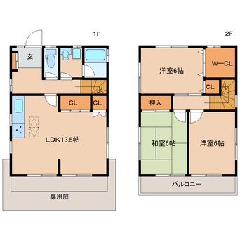 間取図 近鉄難波線・奈良線/大和西大寺駅 徒歩14分 1-2階 築37年