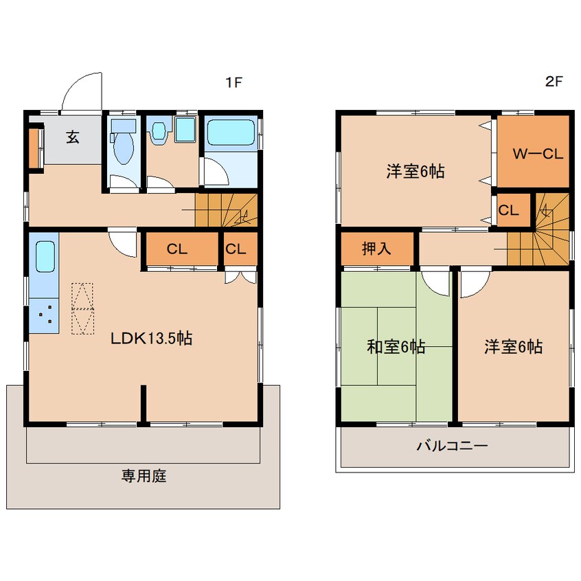 間取図 近鉄難波線・奈良線/大和西大寺駅 徒歩14分 1-2階 築37年