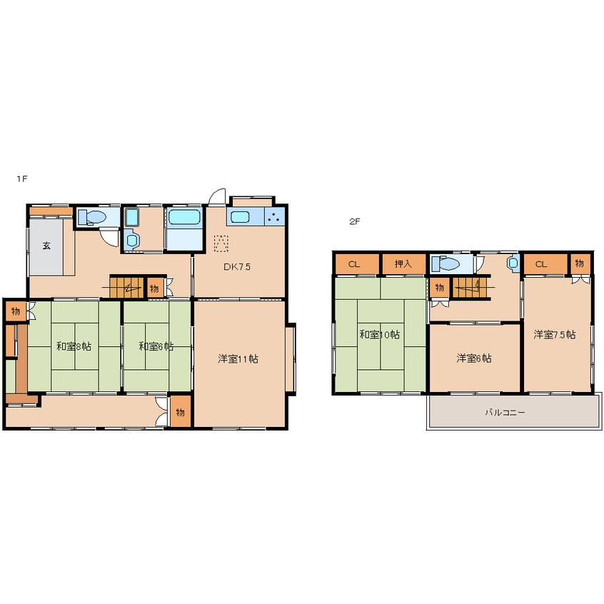 間取図 近鉄橿原線/西ノ京駅 徒歩16分 1-2階 築38年