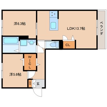 間取図 近鉄難波線・奈良線/大和西大寺駅 徒歩20分 3階 建築中