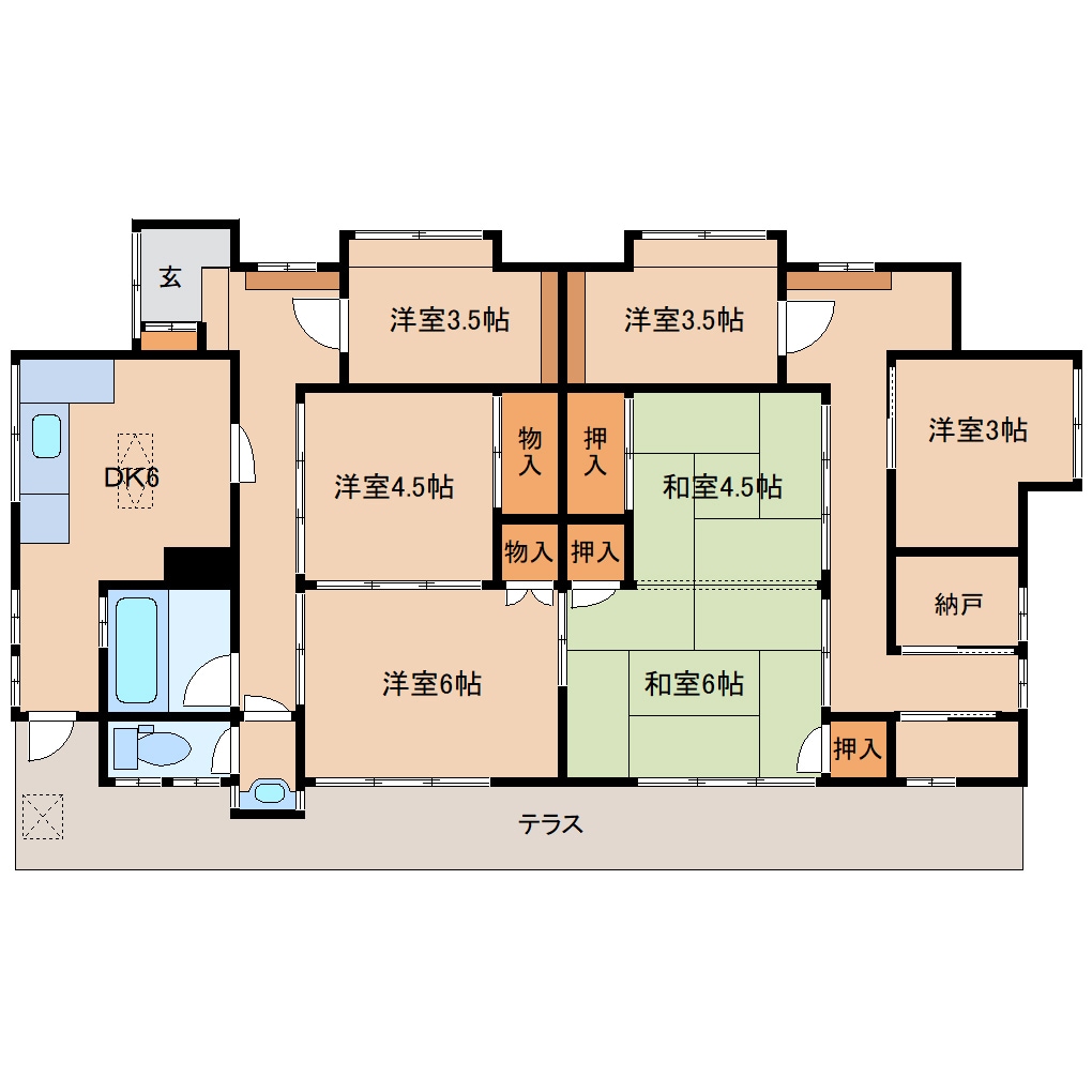 間取り図 近鉄橿原線/尼ケ辻駅 徒歩2分 1階 築64年