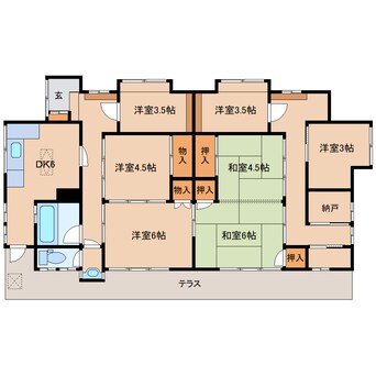 間取図 近鉄橿原線/尼ケ辻駅 徒歩2分 1階 築64年