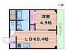 シティハイツサルキ 1LDKの間取り