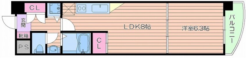 間取図 大阪環状線/天満駅 徒歩5分 6階 築21年