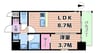 リヴェント福島 1LDKの間取り