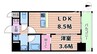 リヴェント福島 1LDKの間取り