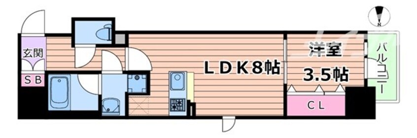 間取図 レジュールアッシュ谷町四丁目グランクラス