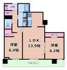 ヴィークタワー南堀江 2LDKの間取り